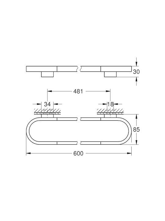 Grohe Selection Rail Баня Единична Подов с винтове ​60x60см Златист