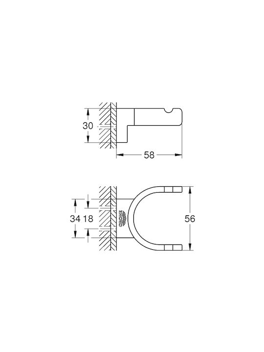 Grohe Selection Άγκιστρο Μπάνιου Μονό με Βίδες Μαύρο