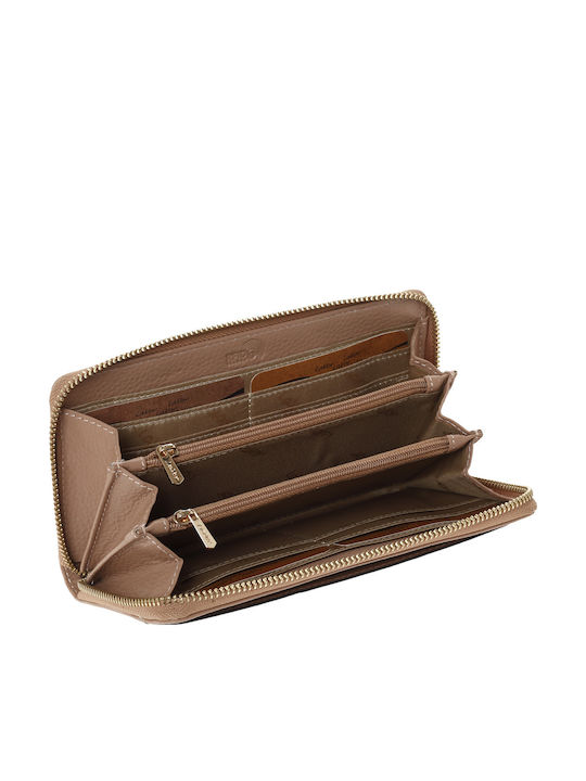 Small Leather Women's Wallet with RFID Beige