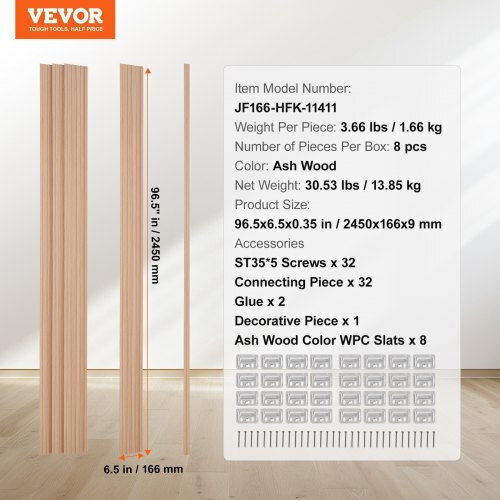 Vevor Ηχοαπορροφητικό Πάνελ (8τμχ) 96cm x 6cm σε Γκρι Χρώμα