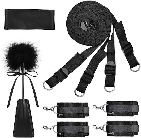 SMD SMD Immobiliser, Bed Restraint System, mit Gurten, Handschellen, Maske und Tickler, Set zur Bettfesselung in Schwarz Farbe