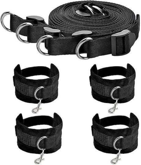 SMD SMD Immobiliser, Bed Restraint System, mit Gurten, Handschellen, Maske und Tickler, Set zur Bettfesselung in Schwarz Farbe