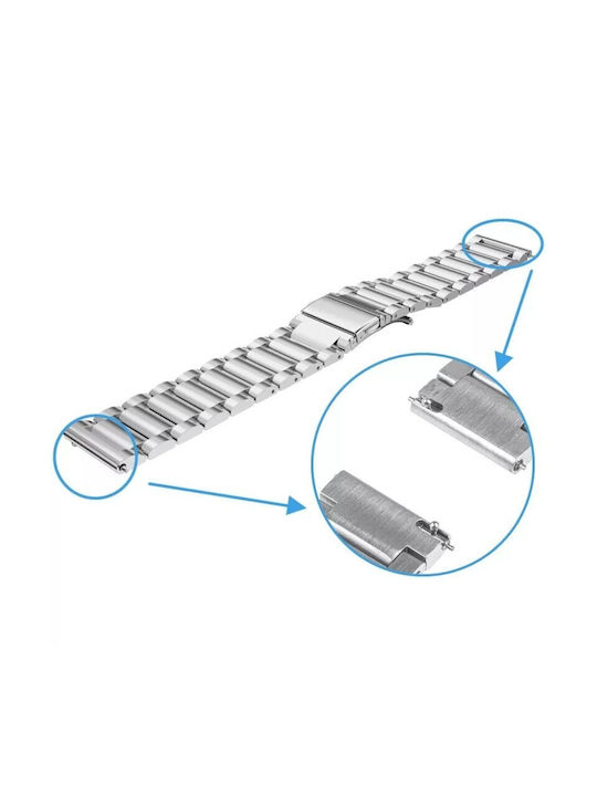 Strap Stainless Steel Silver (Galaxy Watch (46mm) / Gear S3Redmi Watch 5 Active / Watch 5 LiteHuawei Watch GT/GT Pro 2/3/4/5 / Ultimate 46mmHonor GS ProAmazfit GTR 3 / GTR 3 ProRealme Watch S Pro)