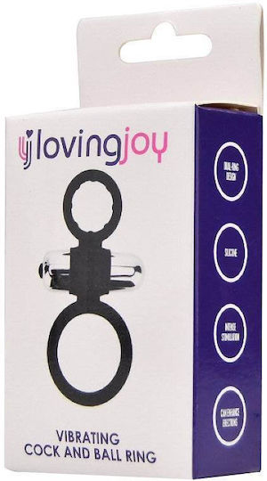 Loving Joy Δονούμενο Δαχτυλίδι Πέους & Όρχεων Σιλικόνης Μαύρο