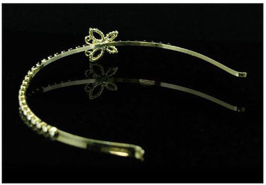 Gold-Plated Bridal Headband with Side Butterfly Swarovski Crystals Admiral Diameter 14 cm Butterfly 2.5 cm