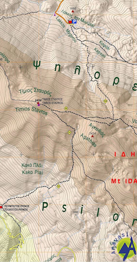 Ψηλορείτης (Όρος Ίδη), Πεζοπορικός χάρτης