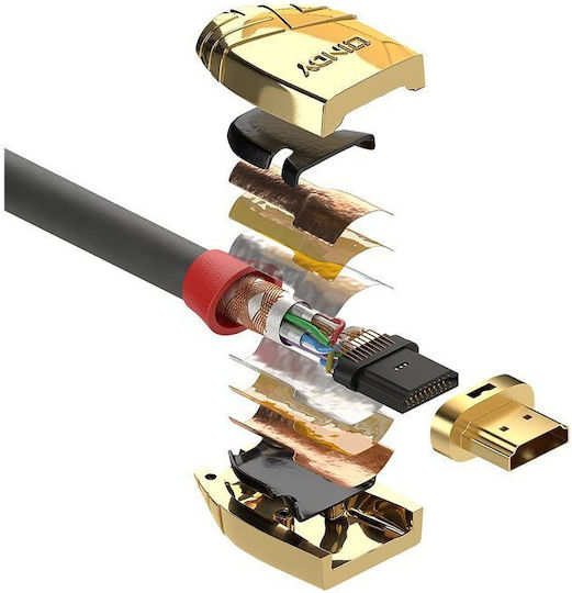 Lindy HDMI 2.1 Ultra High Speed 48Gbps 4K 120Hz HDR VRR Cable HDMI male - HDMI male 1m Μαύρο