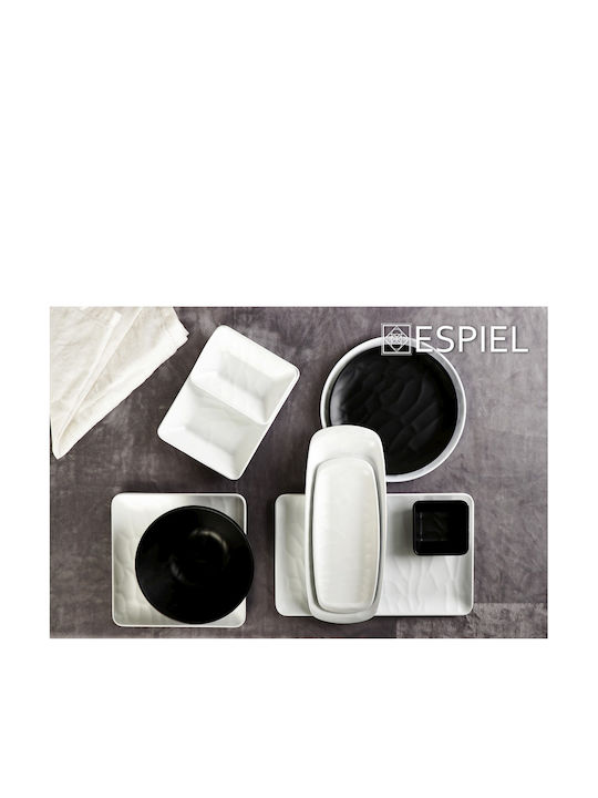 Espiel Wavy Matte Чиния Плитко от Меламин Матово черно с Диаметър 22см