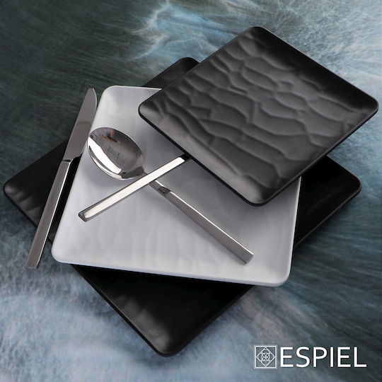 Espiel Wavy Matte Πιάτο Ρηχό από Μελαμίνη Matte Black με Διάμετρο 22cm