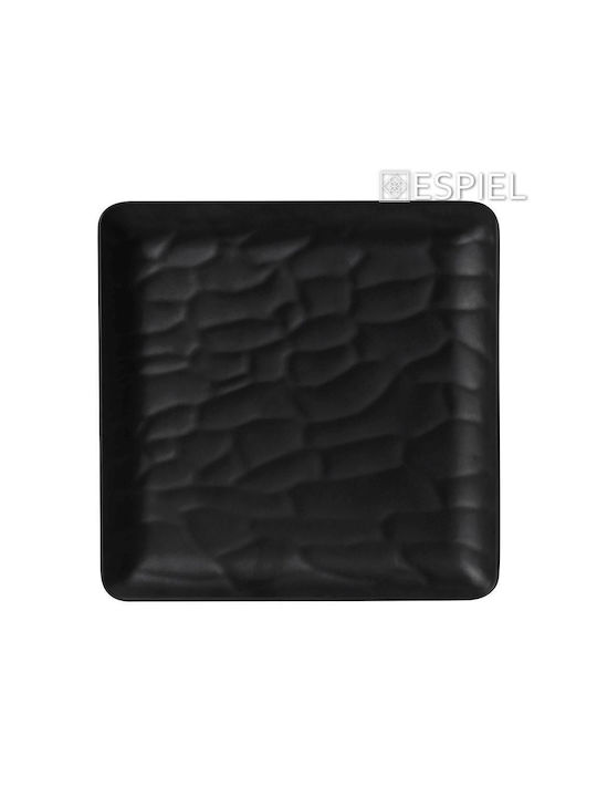 Espiel Wavy Matte Чиния Плитко от Меламин Матово черно с Диаметър 22см