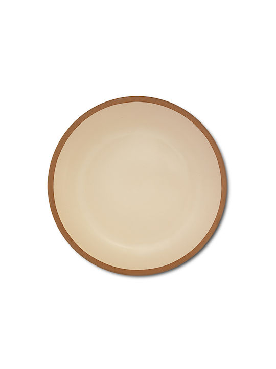 Nava Plate Shallow Ceramic Beige with Diameter 27cm