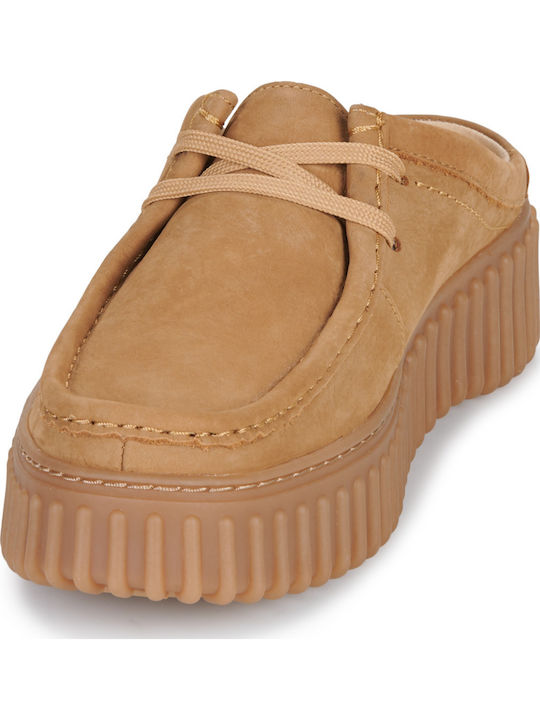Torhill Suede Mules with High Heel in Beige Color