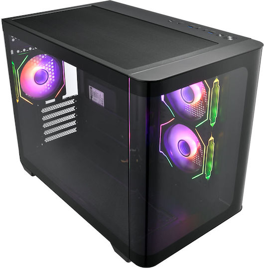 FSP/Fortron S380 Gaming Midi Tower Κουτί Υπολογιστή με Πλαϊνό Παράθυρο και RGB Φωτισμό Μαύρο