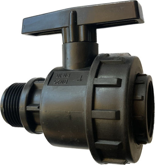 Palaplast 3152/0303 Connection Pipe Valve with Switch and Male-Female Thread 25.4mm