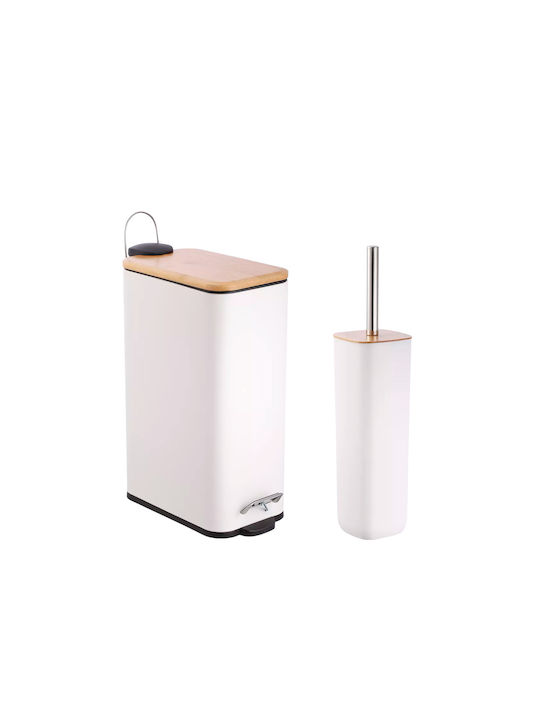 Sidirela Metallic Bathroom Trash Can and Basket Set Soft Close 7lt White