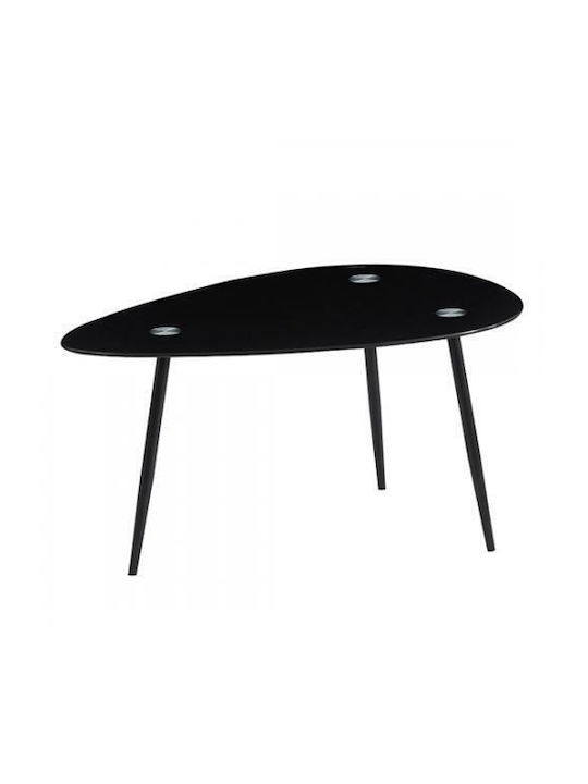 Oval Coffee Table Agnes Glass Black Velvet-Black Metal L90xW60xH45cm.