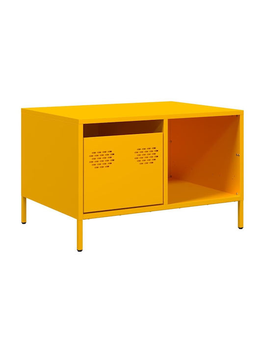 Rectangular Central Metal Coffee Table with Drawers Yellow Mustard W68.5xL50xH43.5cm