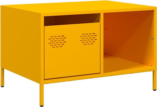 Rectangular Central Metal Coffee Table with Drawers Yellow Mustard W68.5xL50xH43.5cm