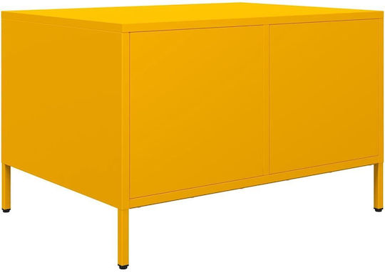 Rectangular Central Metal Coffee Table with Drawers Yellow Mustard W68.5xL50xH43.5cm
