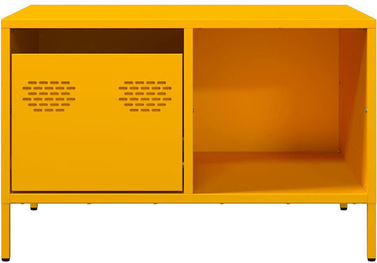 Rectangular Central Metal Coffee Table with Drawers Yellow Mustard W68.5xL50xH43.5cm