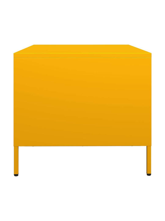 Rectangular Central Metal Coffee Table with Drawers Yellow Mustard W68.5xL50xH43.5cm