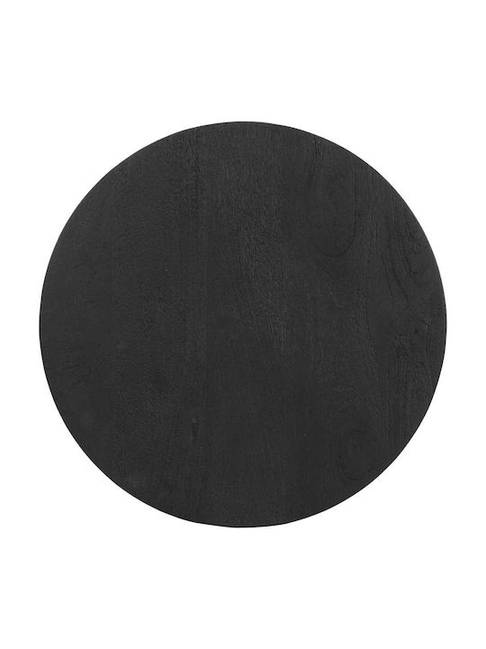 Round Side Table from Solid Wood Black Velvet-Black Metal L50xW50xH40cm.