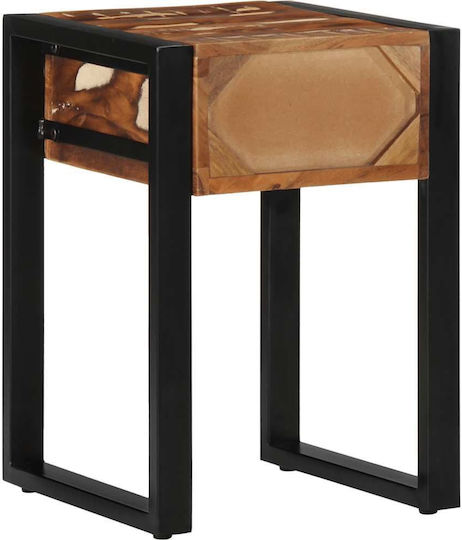 Square Side Table Made of Solid Wood Multicolour M35xL35xH50cm