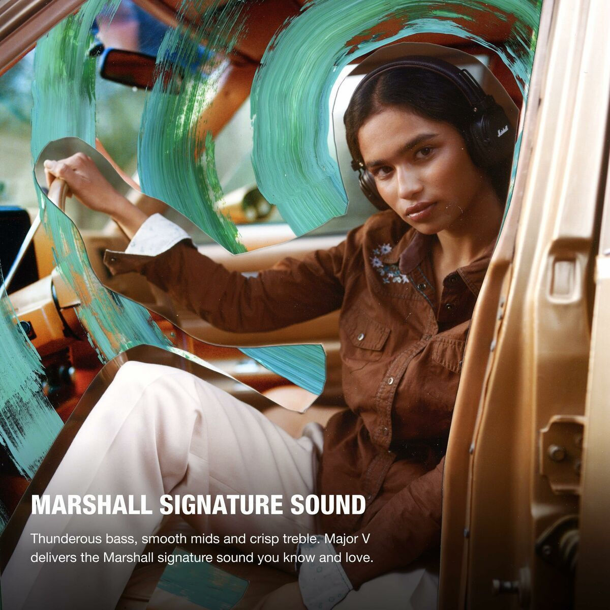 Marshall Major V Ασύρματα / Ενσύρματα On Ear Ακουστικά με 100 ώρες Λειτουργίας και Quick Charge Καφέ (1006834)