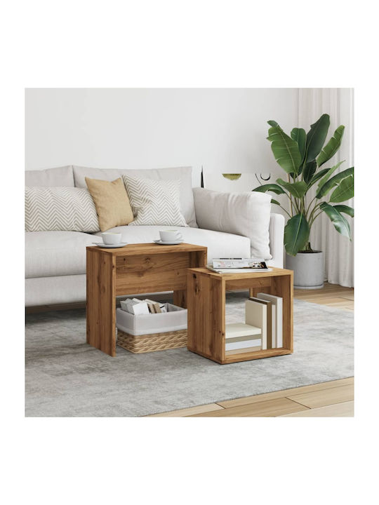 Rectangular Side Table Wooden Oaks 2pcs L48xW30xH45cm.