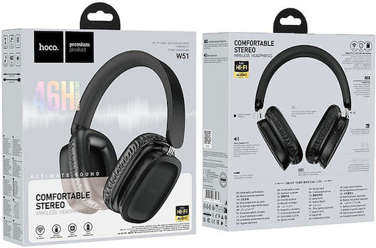 Hoco W51 Ασύρματα Bluetooth Over Ear Ακουστικά με 46 ώρες Λειτουργίας Μαύρα