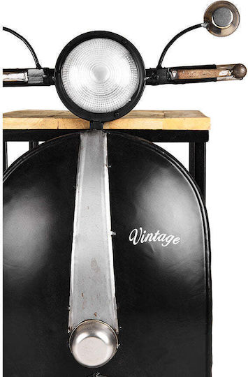 Masă Laterală Rectangulară Mini Vespa Metalică Neagră Argintie Naturală H45xL61xÎ88cm