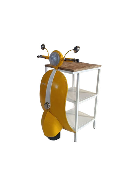Ορθογώνιο Βοηθητικό Τραπεζάκι Mini Vespa Μεταλλικό Κίτρινο Μ45xΠ61xΥ88εκ.