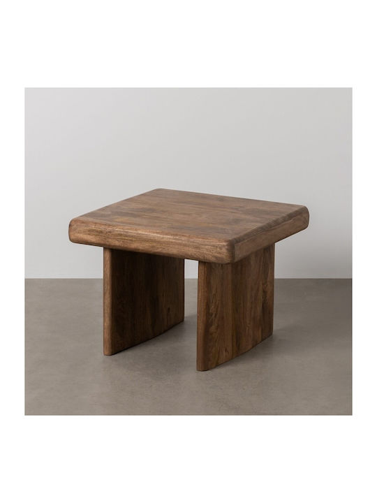 Square Coffee Table from Solid Wood Brown Wood L60xW60xH45cm.