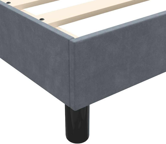 Double Bed Upholstered with Fabric Dark Grey with Slats & Mattress 160x210cm