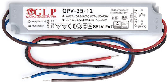 Premium Lux 2 LED Power Supply Waterproof IP67 Power 36W with Output Voltage 12V
