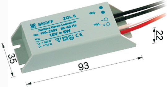 Skoff Τροφοδοτικό LED IP20 Ισχύος 6W με Τάση Εξόδου 10V