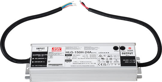 GloboStar Ρυθμιζόμενο Dimmable Τροφοδοτικό LED Στεγανό IP65 Ισχύος 150W με Τάση Εξόδου 24V