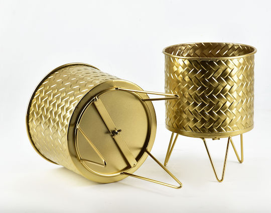 Lumarko Pflanzentöpfe Kunststoff Gold 2 Stück