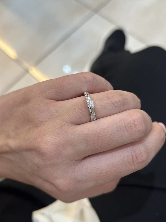 Mar & Co Diamonds Einzelner Steinring aus Weißgold 18K Mar & Co Diamonds Einzelner Steinring aus Weißgold 18K