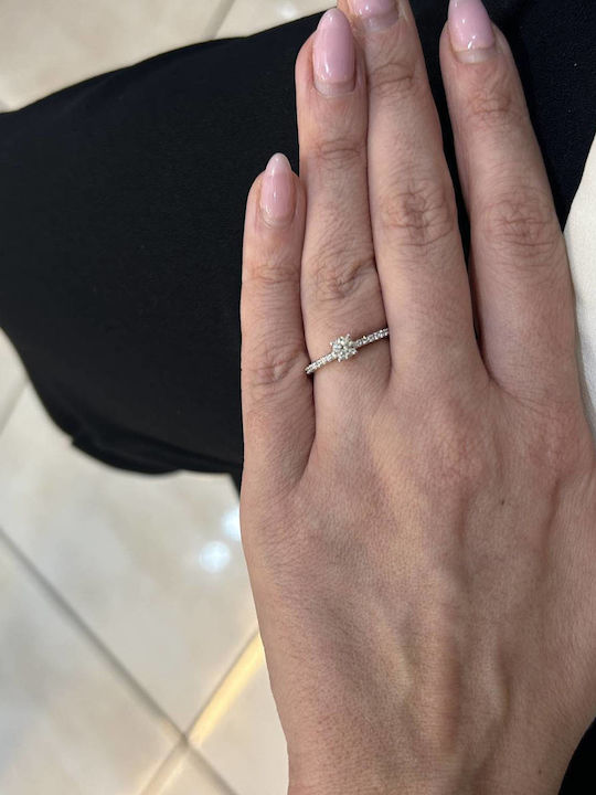 Mar & Co Diamonds Einzelner Steinring aus Weißgold 18K Mar & Co Diamonds Einzelner Steinring aus Weißgold 18K