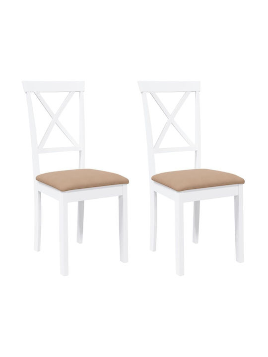 Dining Room Wooden Chair White 42.5x53.5x94cm 2pcs