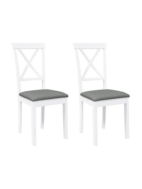 Dining Room Wooden Chair White 42.5x53.5x94cm 2pcs