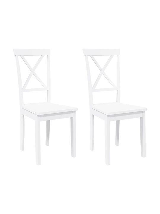 Dining Room Wooden Chair White 42.5x53.5x94cm 2pcs