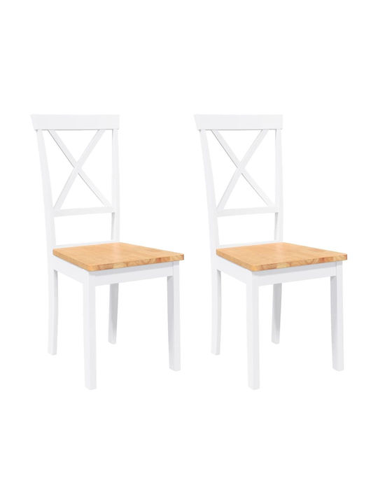 Dining Room Wooden Chair White 42.5x53.5x94cm 2pcs