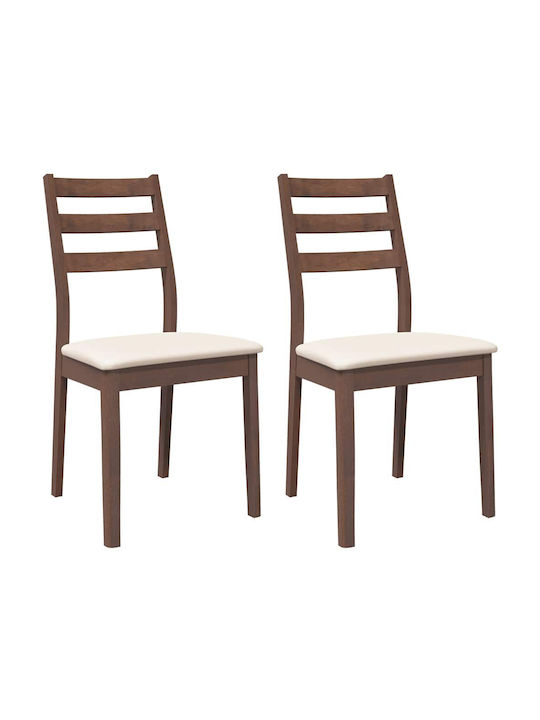 Dining Room Wooden Chair Coffee 48.5x49x90cm 2pcs