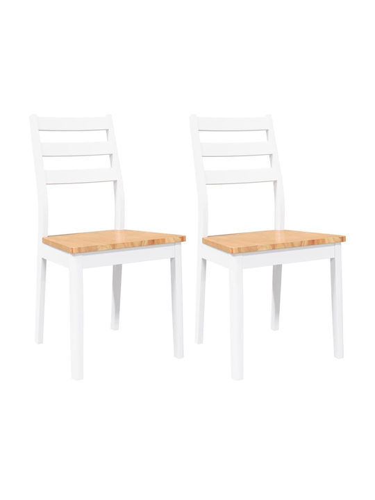 Dining Room Wooden Chair White 48.5x49x90cm 2pcs