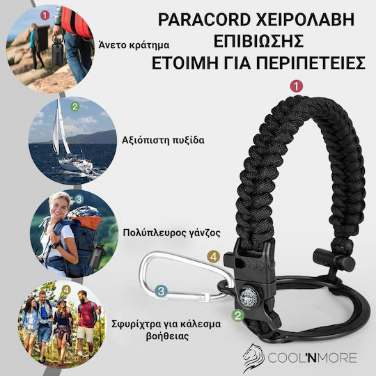 Cool'NMore Jet Μπουκάλι Θερμός Ανοξείδωτο BPA Free 500ml Μαύρο με Επιστόμιο, Θηλιά, Καλαμάκι και Λαβή