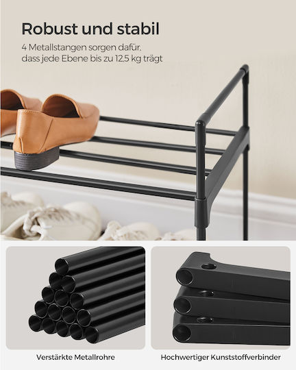 Plastic Shoe Organizer Black 116x30x55cm