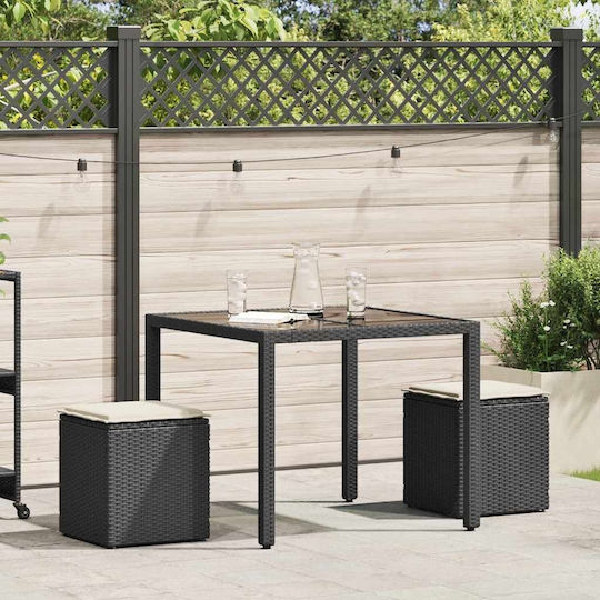 Rattan Außenbereich-Hocker Schwarz 2 Stück 40x40x43cm Rattan Außenbereich-Hocker Schwarz 2 Stück 40x40x43cm