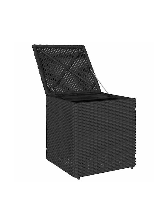 Garden Stool Cube for Outdoor Rattan with Cushion Black 2 Pieces 40x40x43cm